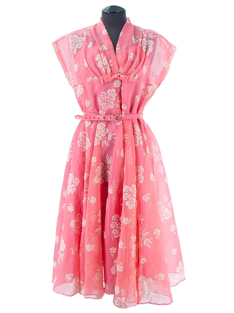 True Vintage Nylon Flocked 1950s Dress