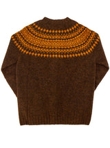 1940s Style Pure Wool Fairisle Cardigan in Coffee Brown