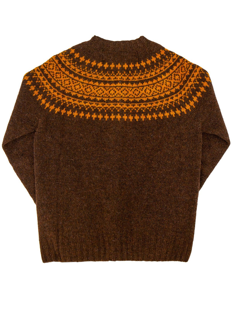 1940s Style Pure Wool Fairisle Cardigan in Coffee Brown