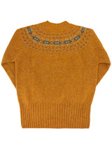 Fairisle 40s Style Pure Scottish Wool Jumper in Cumin Orange