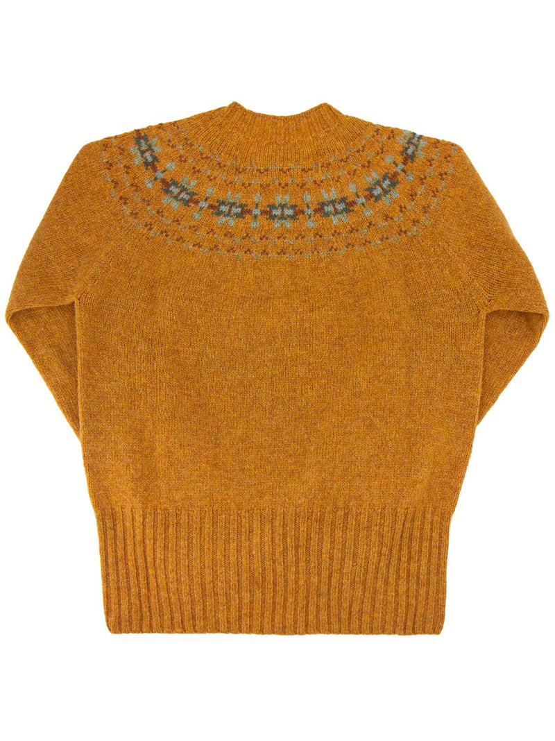 Fairisle 40s Style Pure Scottish Wool Jumper in Cumin Orange