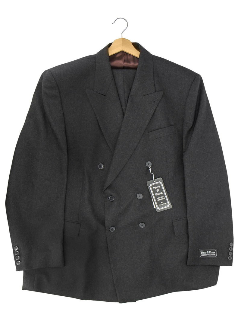 1940s Style Charcoal Double Breasted Suit