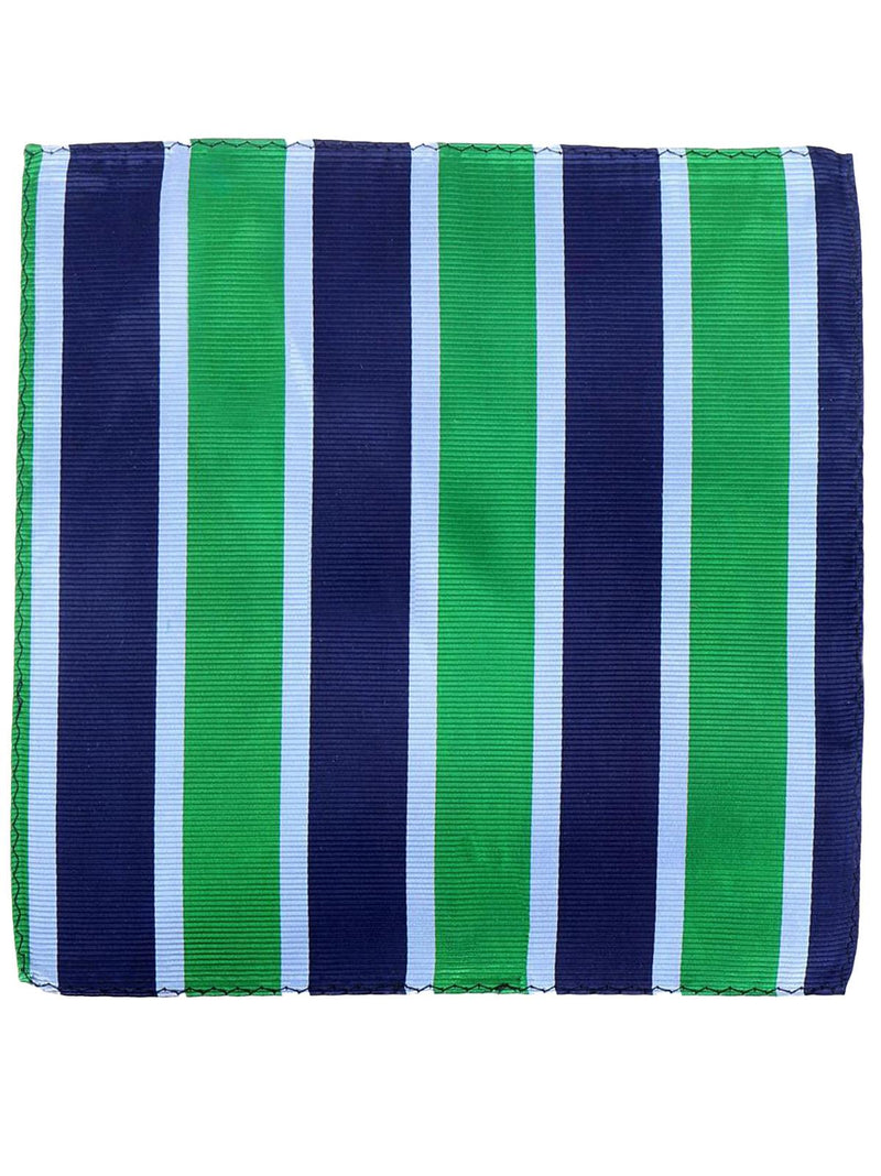 Bold Green & Blue Stripe Vintage Style Pocket Square