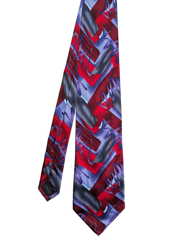 Abstract Red & Purple Design Vintage Tie