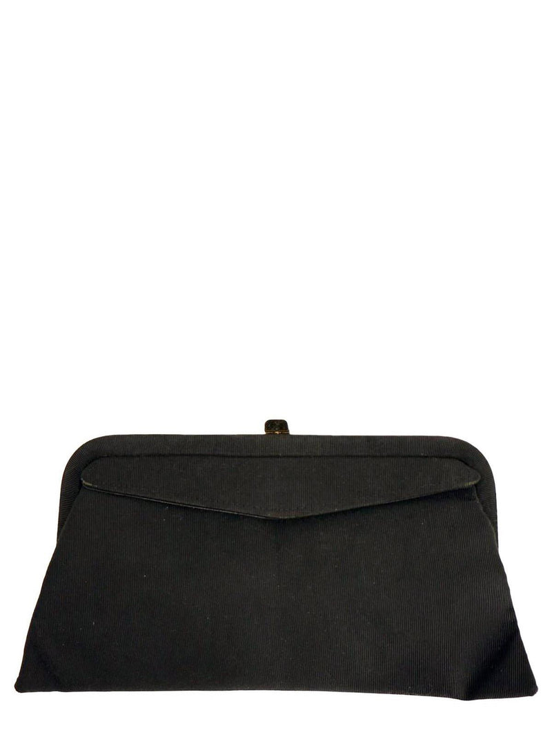 Black Grosgrain Vintage Frame Clutch Bag