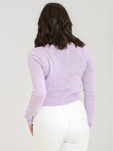 Textured Lavender Vintage Style Cropped Cardigan