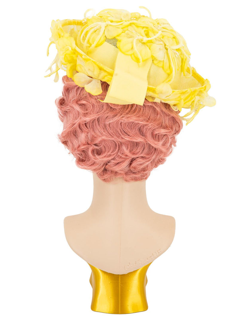 Lemon Yellow 1960s Floral Net Hat