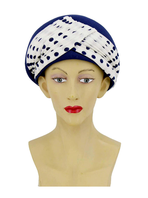 Navy Blue Vintage 1960s Deep Pillbox Hat