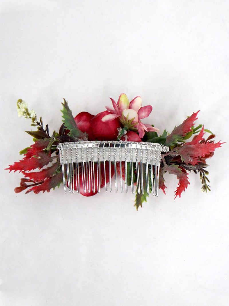 Red Bouquet Vintage Style Hair Flower Comb