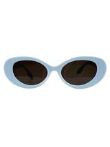1960s Retro Mod Baby Blue Oval Sunglasses