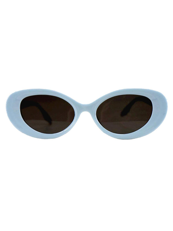1960s Retro Mod Baby Blue Oval Sunglasses