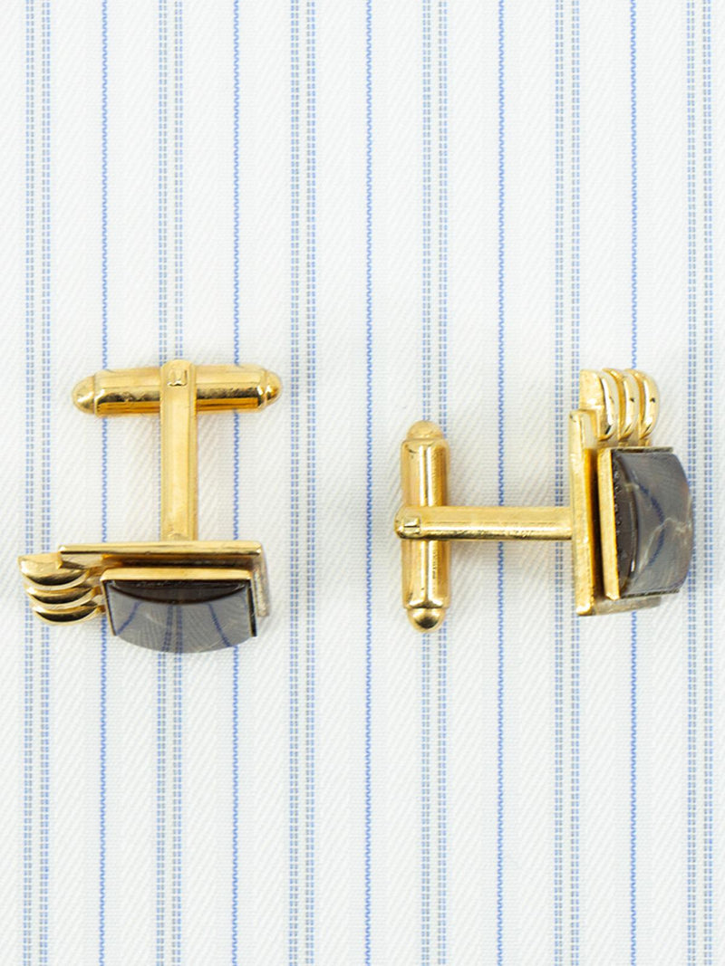 Vintage 1940s Gold Plated & Brown Bakelite Cufflinks