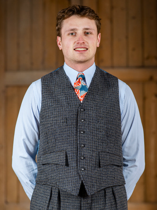 Countryman Check Tweed Waistcoat - Shingle Blue