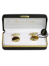 Vintage Look Oval Engraved Gold Cufflinks