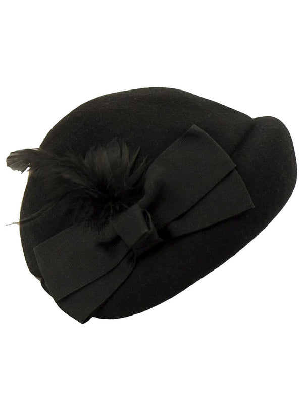 Black 40s Look Half Hat With Large Bow