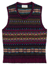 Scottish Wool Fairisle Tank Top in Elderberry Purple