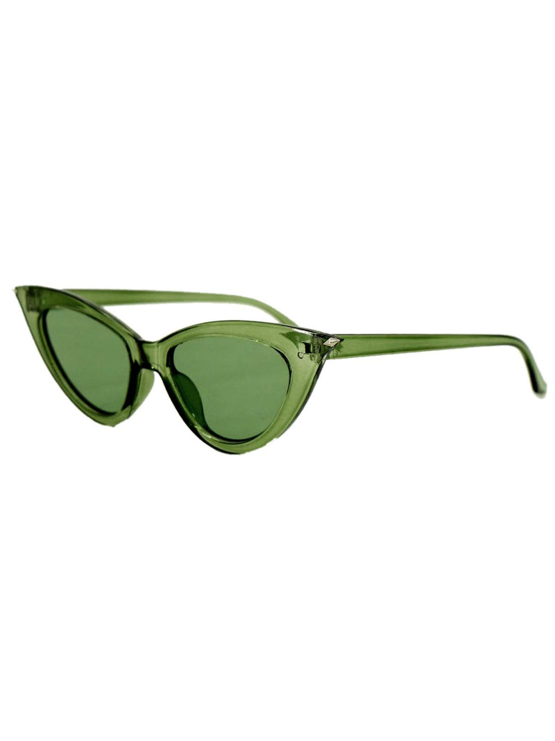 Green Diamond Tip Catseye Vintage Style Sunglasses