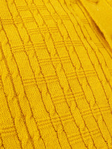 Mustard Yellow Textured Knit Retro Polo Top