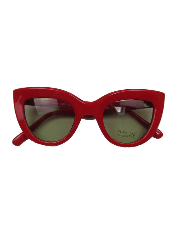 Red Deep Catseye Vintage Style Sunglasses