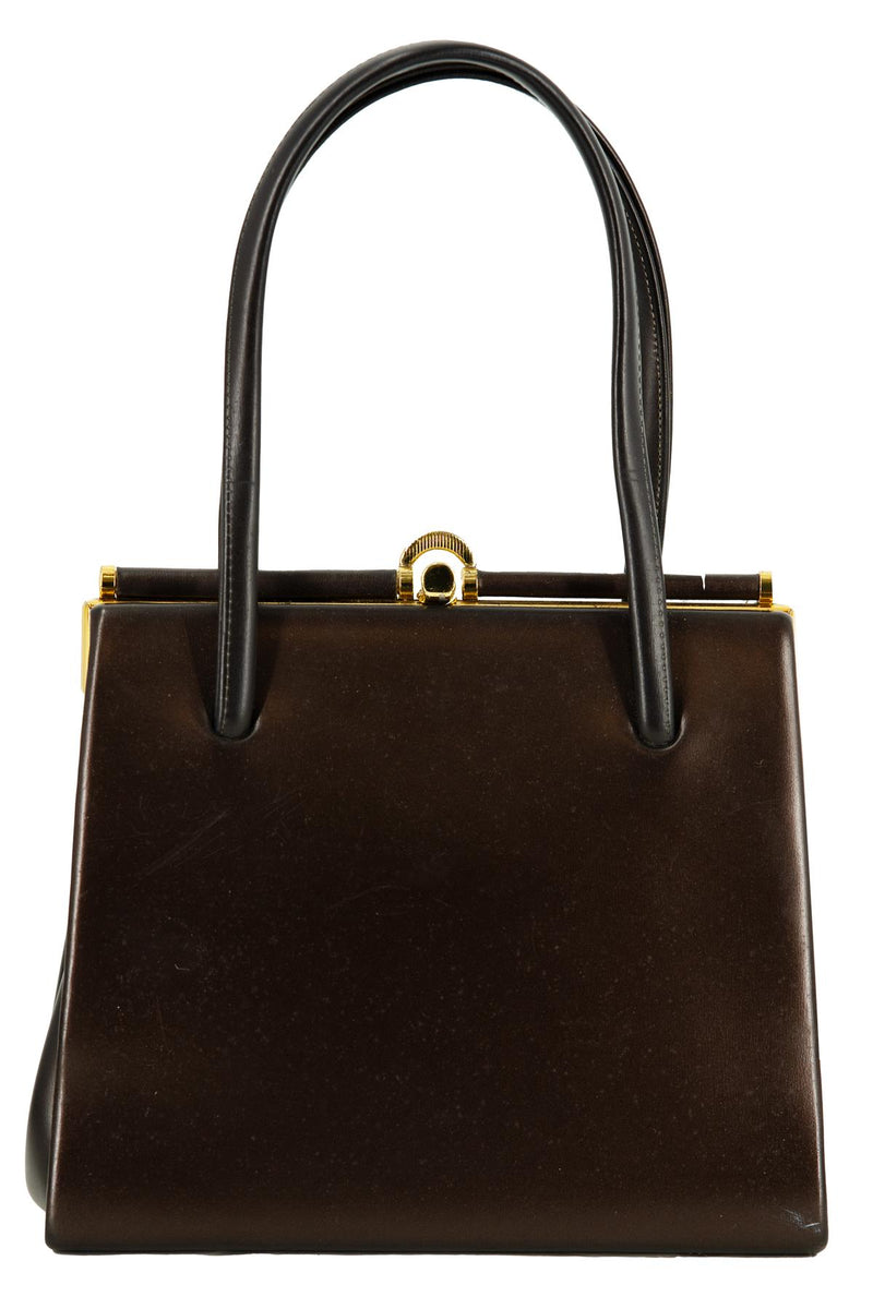 Square Shape Dark Brown Vintage Handbag