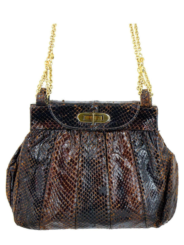 True Vintage Brown Snakeskin Frame Bag