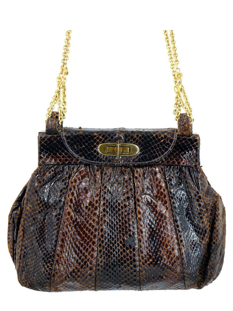 True Vintage Brown Snakeskin Frame Bag