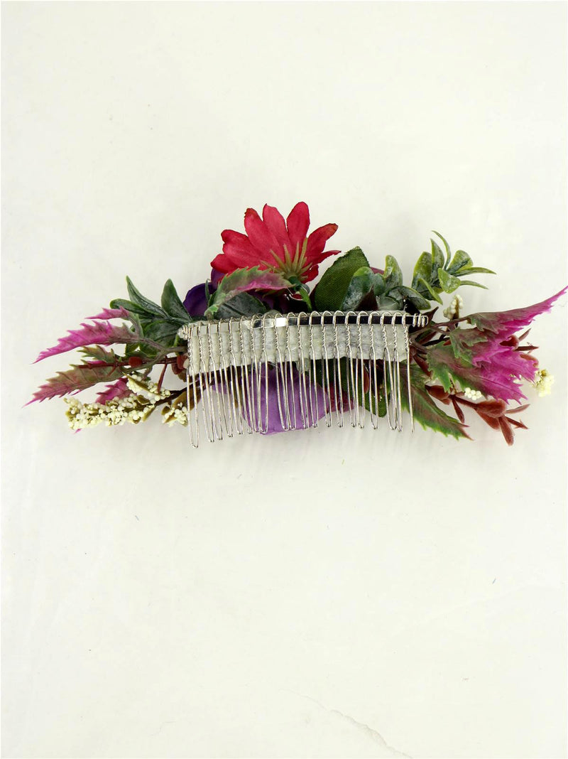 Purple Florals Vintage Style Hair Flower Comb