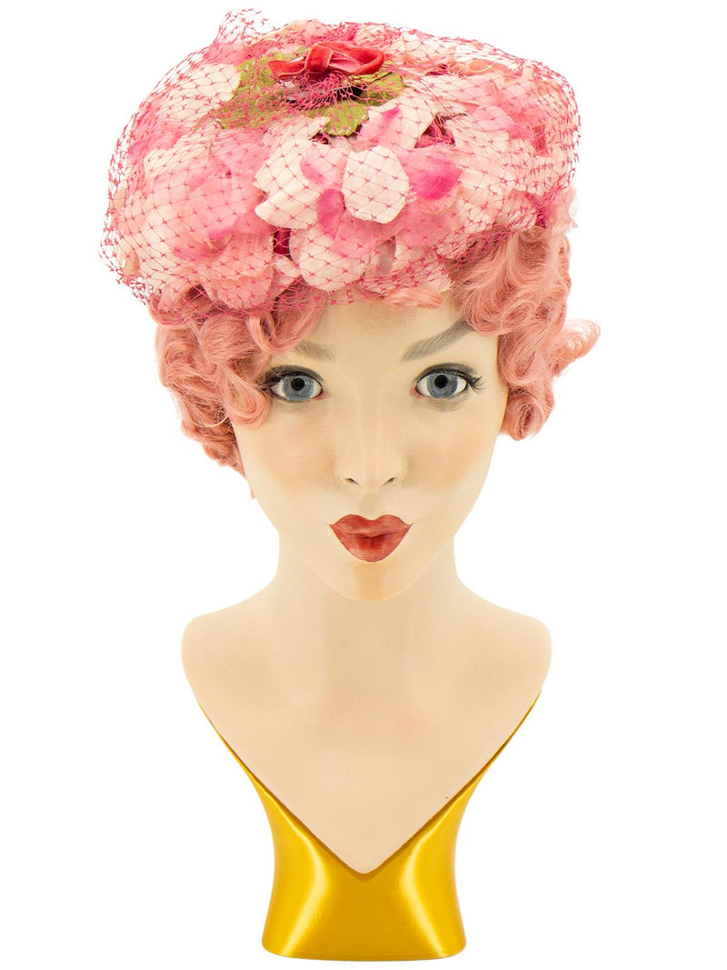 Pink Floral Net Vintage Circlet Hat