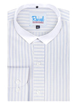 White Detachable Banker Shirt - Blue & Pink Orton Stripe