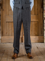 Socialite Countryman Tweed Wool Fishtail Trousers - Shingle Blue