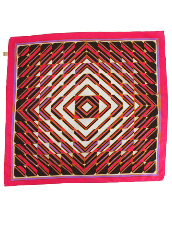 Vintage Pink 1960s Geometric Patterned Scarf