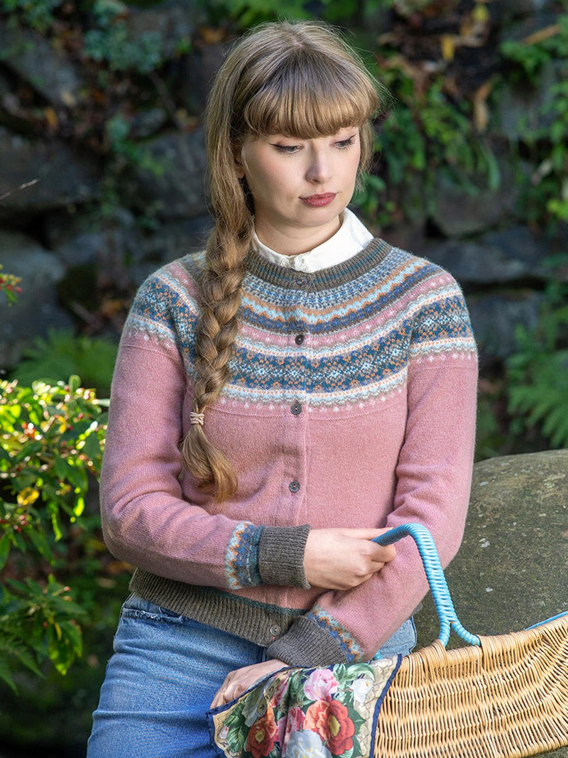 Merino Lambswool Alpine Cardigan - Vintage Pink