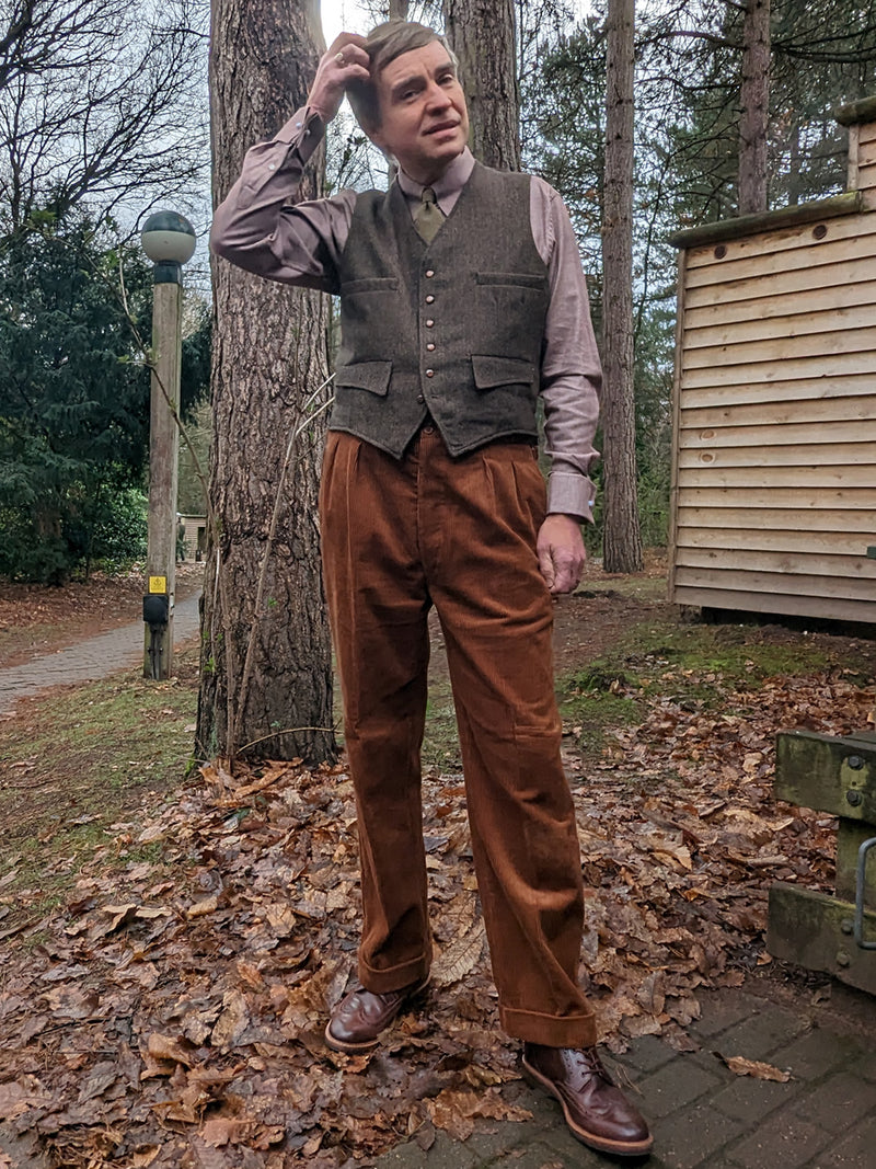 Midcentury Vintage Edwin Corduroy Trousers in Chestnut Brown