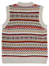 Pure Scottish Wool Fairisle Knit Tank Top in Firestone Beige