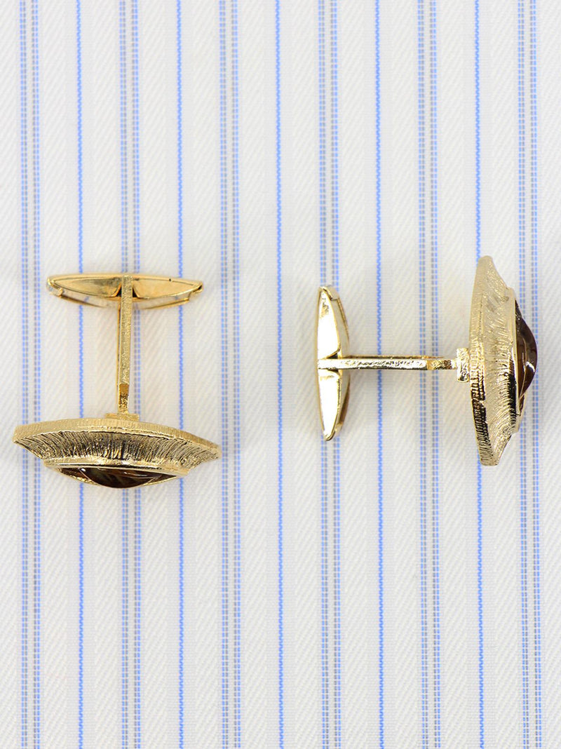 Vintage 1960s Gold Plated & Textured Glass Cufflinks