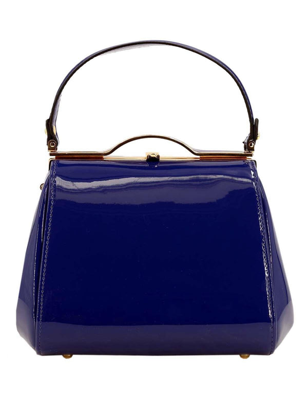 Royal Blue Patent Vintage Inspired Frame Bag