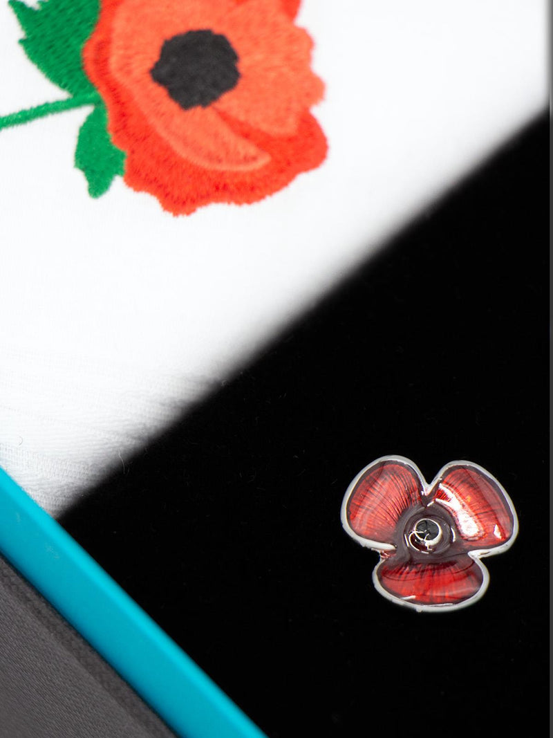 Poppy Retro Handkerchief and Cufflink Set