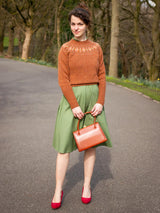 Fairisle 40s Style Pure Scottish Wool Jumper in Sienna Brown