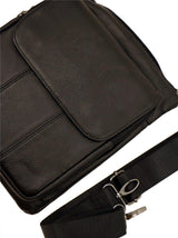 Black Leather Men's Vintage Style Panelled Crossbody Bag