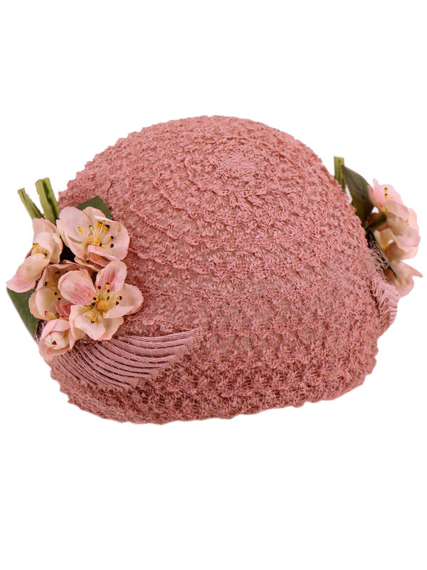 Dusty Pink Woven Vintage Floral Half Hat
