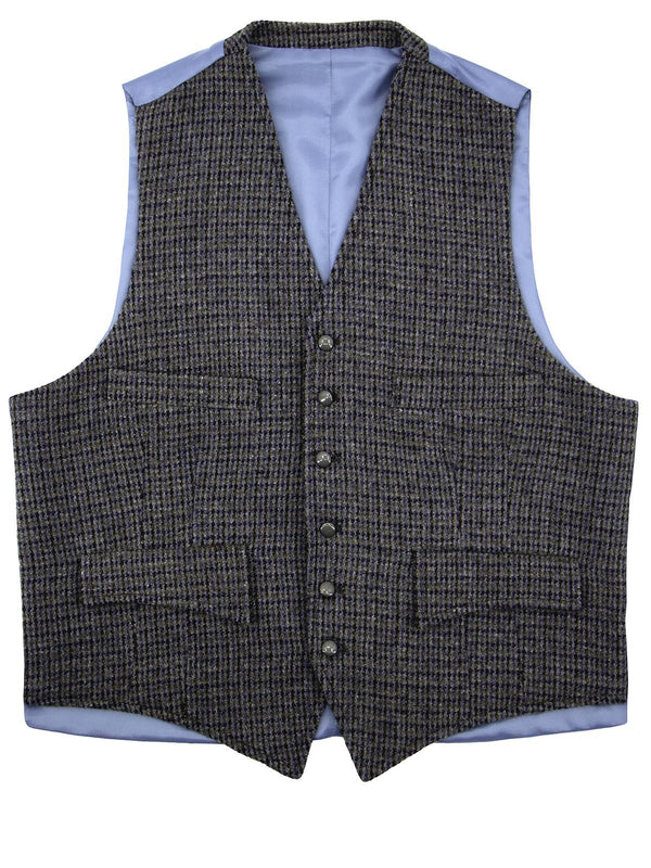 Countryman Check Tweed Waistcoat - Shingle Blue