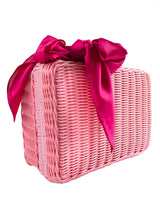 Large Vintage Style Basket Woven Bag - Pink