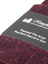 Burgundy Donegal Tweed Pocket Square & Tie