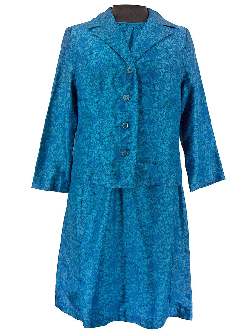 Vintage 1960s Blue Tricel Dress Suit