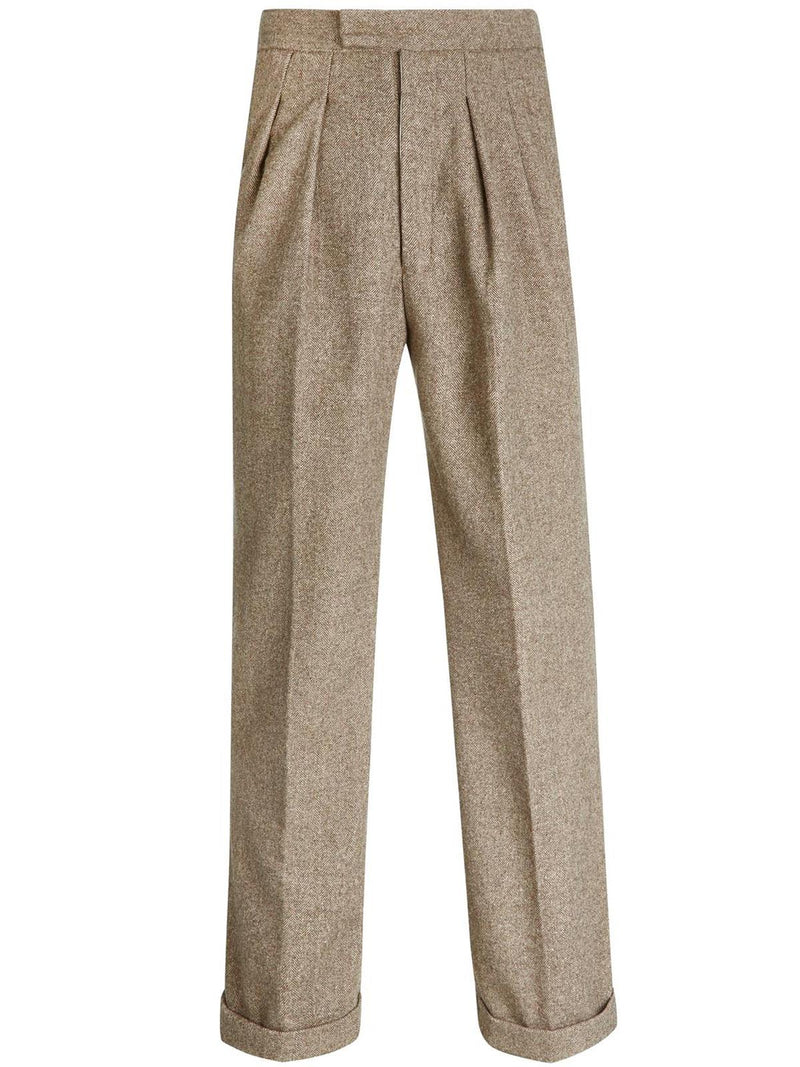 1940s Vintage Clubman Herringbone Wool Fishtail Trousers