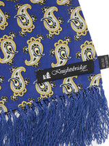 Cobalt Blue Silk Paisley Aviator Scarf