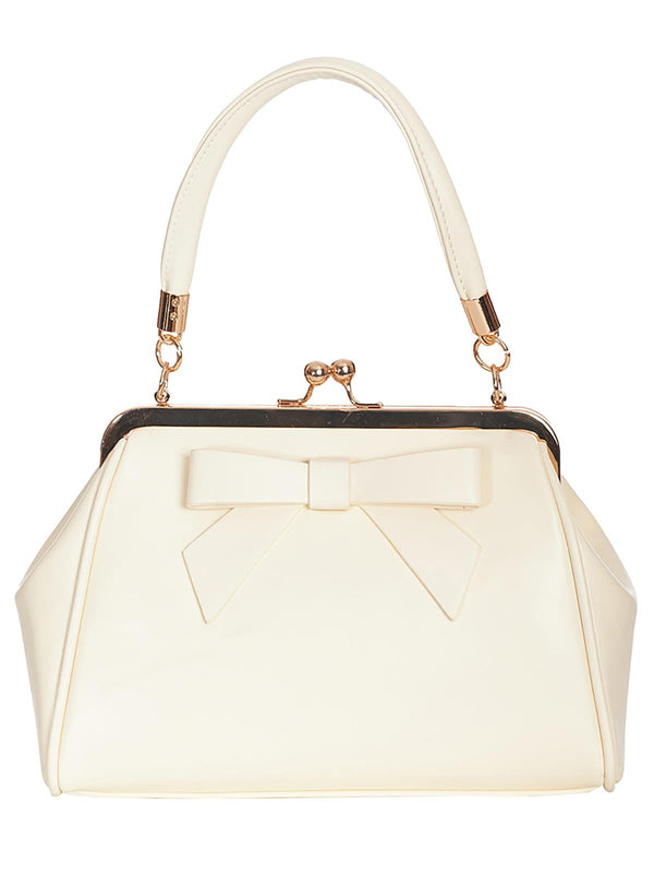 Retro Cream Small Bow Decor Handbag