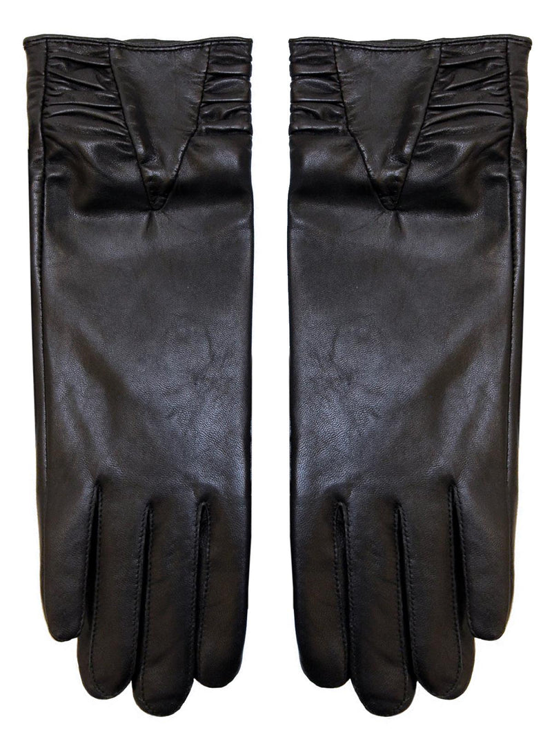 Vintage Style Long Black Leather Gloves
