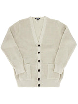 Stone Beige Waffle Knit V-Neck Vintage Style Cardigan