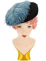 Genuine 1940s Hat With Large Blue Feather